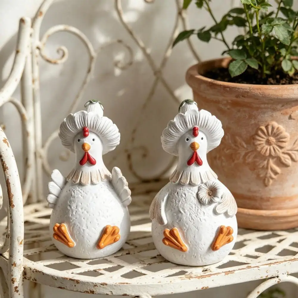 Hen Statue Decor Cute Resin Hen Figurine Small Farm Sculpture Chicken Tabletop Statue for Garden Patio Lawn Home Decor