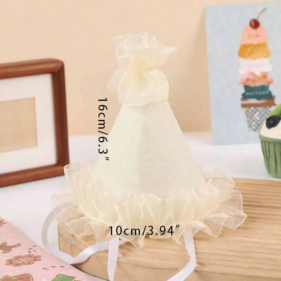 1 Stück Geburtstagshut für 1-Jährige im Ins-Stil, niedlicher Spitzen-Filz-Kopfschmuck, Partydekoration, Requisiten und Zubehör – Detail 2