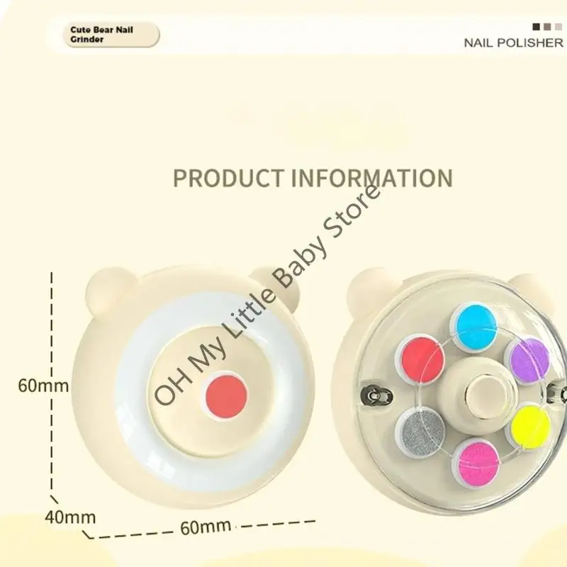 M76C Baby Electric Nails Trimmer تعمل مع ضوء LED للعناية بالأظافر الرضعية ، ويشمل 6 طحن الرأس 2 التحكم في السرعة