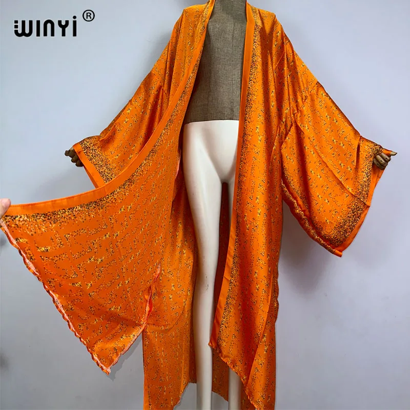 WINYI afryka letni nadruk plażowy czeski długi kardigan kaftan vestidos na co dzień Boho Maxi strój kąpielowy kobieta 2023 kimono