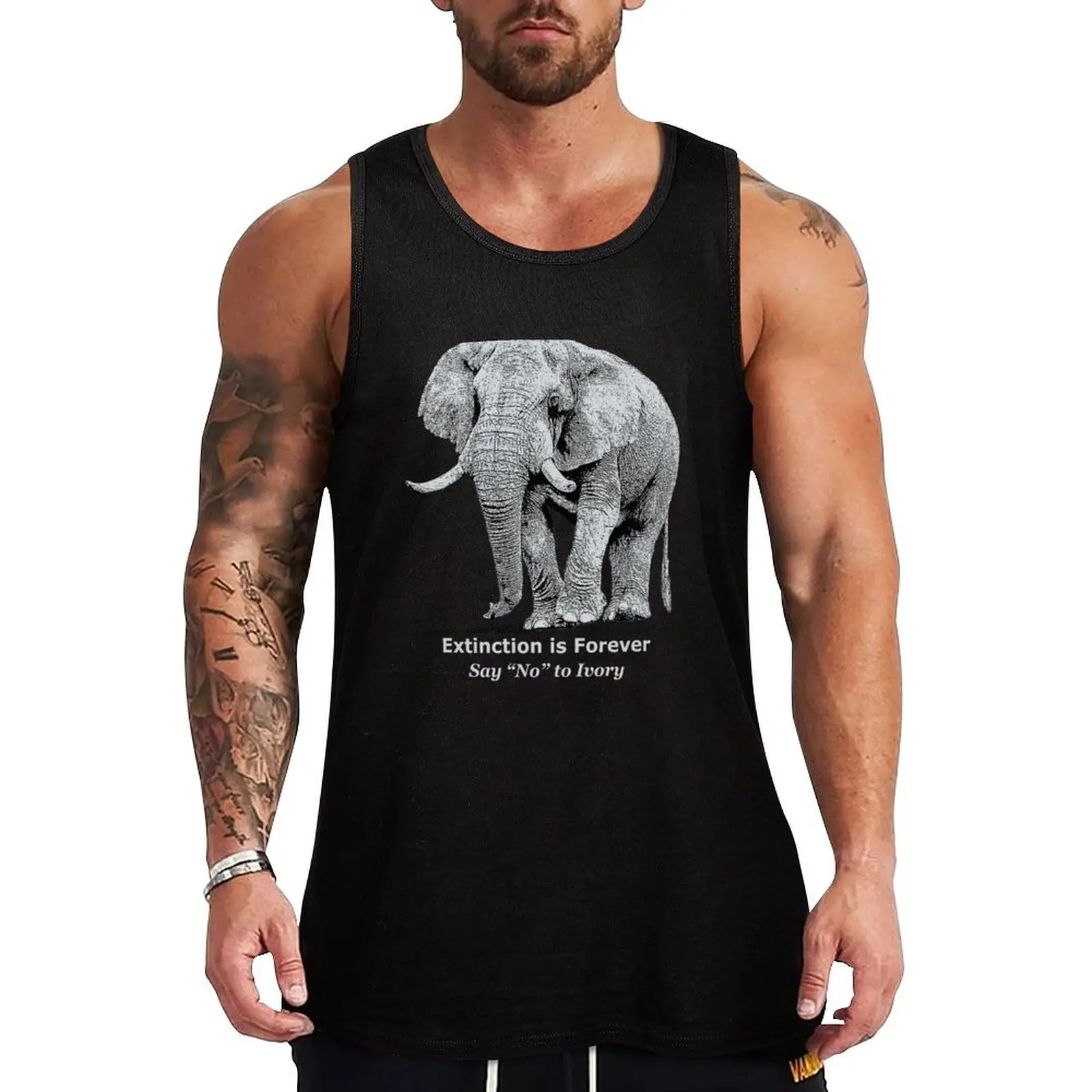 

African Elephant Say No to Ivory Wildlife Apparel Tank Top Gym wear t-shirt for men men clothes