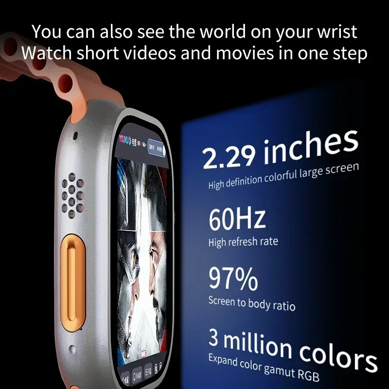 4G Android Watch with Fingerprint Face Unlock Touch Function 8MP Rotating Camera 2.29-inch AMOLED Smart Watch, GPS WIFI NFC