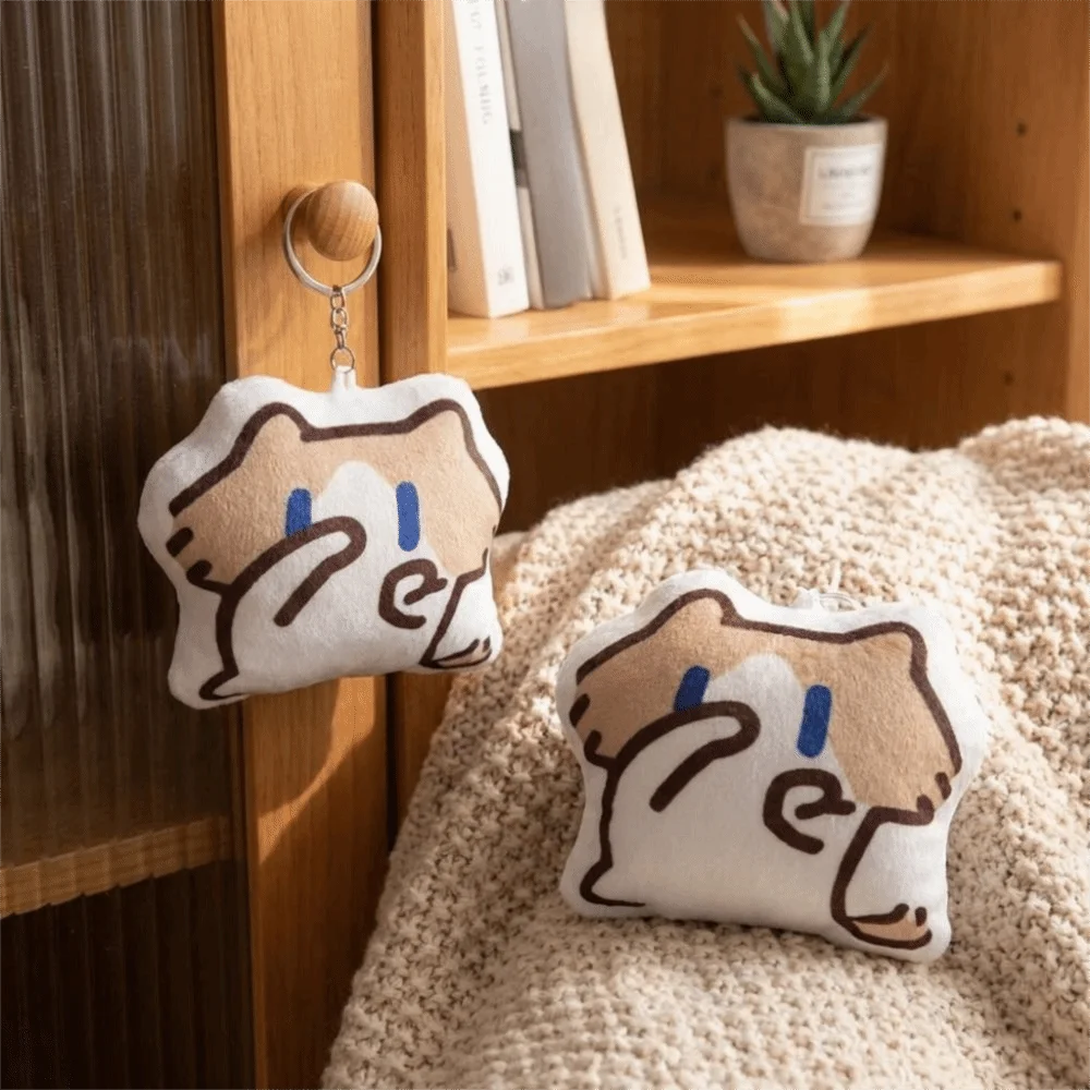 Cute Press Sound Cat Sound Keychain Cartoon Abstract Mini Cat Key Ring Animal Lint Resistant Stuffed Cat Pendant Student