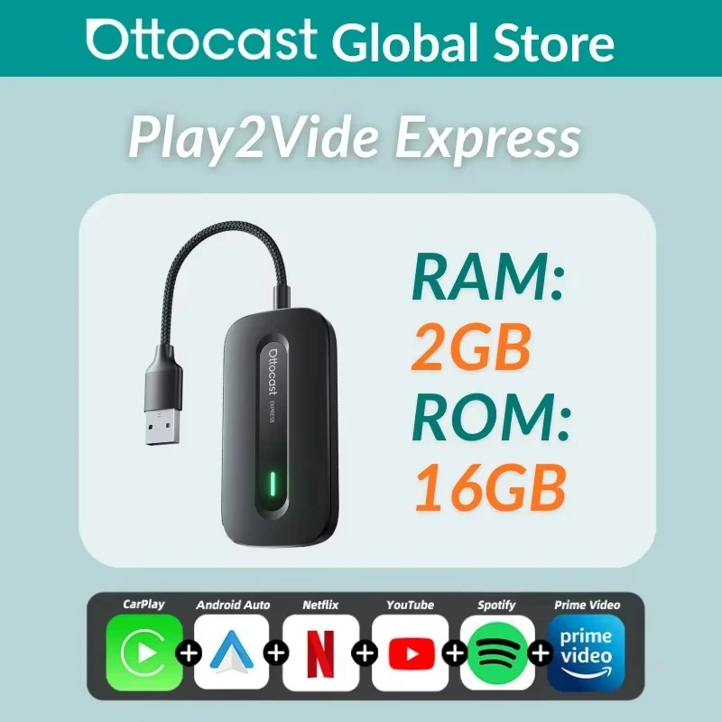 Ottocast Play2Video Express CarPlay Android Auto Box