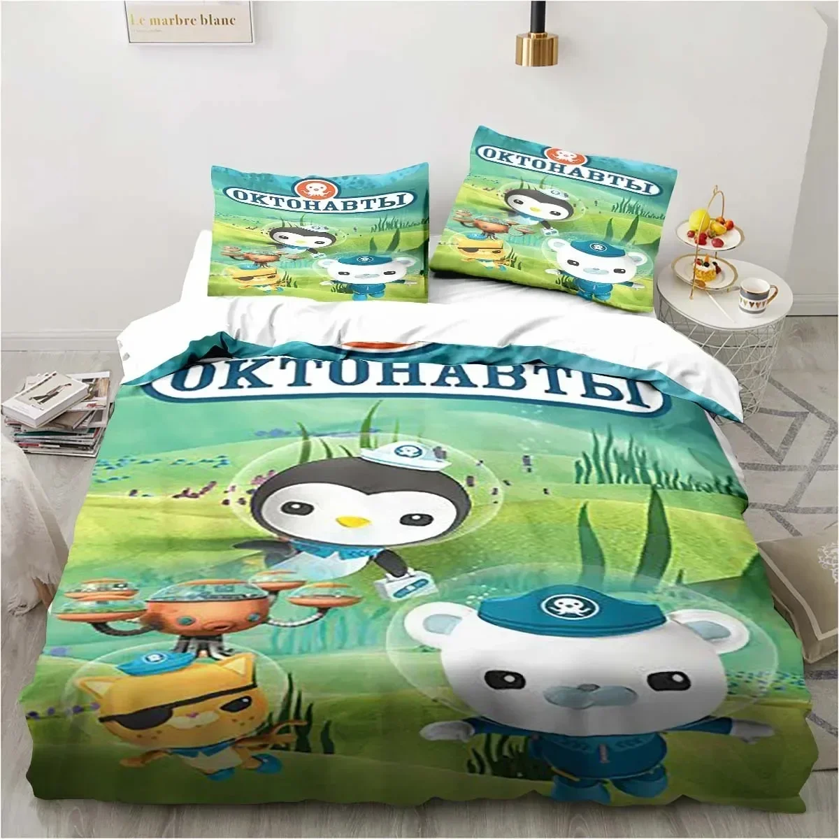 

3D Cartoon Octonauts Bedding Set Bedroom Single Double Bed King Size Quilt Cover And Pillowcase Kid's Birthday Gift
