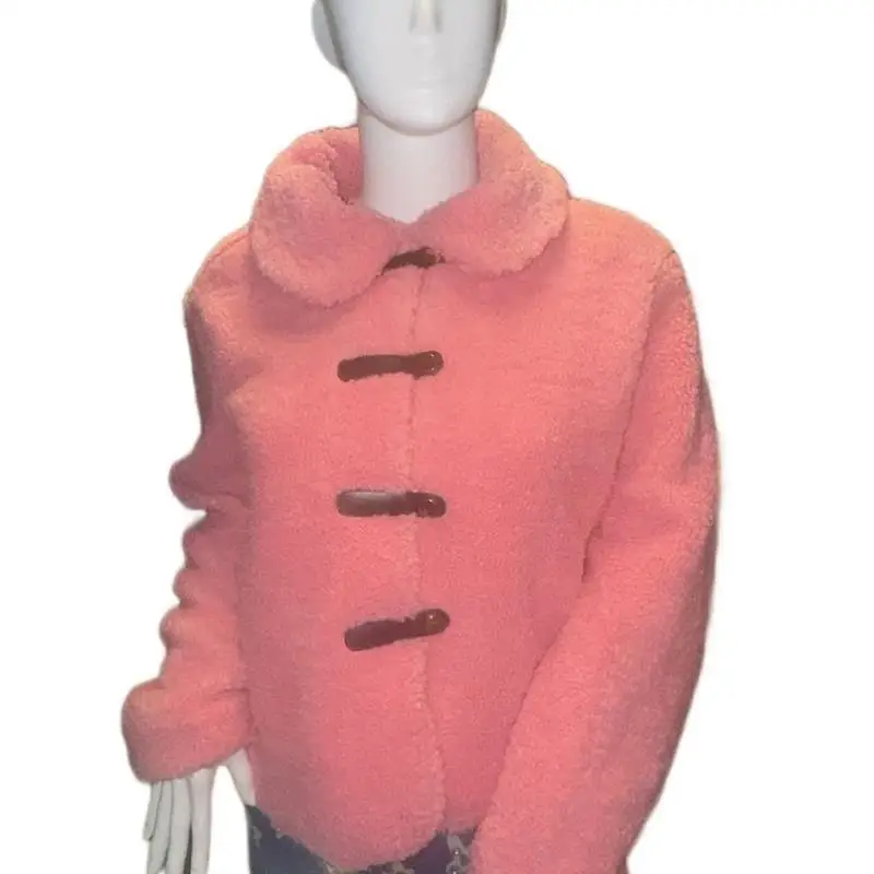 

Warm Plu Women's Pink Outerwear New Sle Winter Coat Ci Walk Thin Nine Sve Length PU Leather Not Easy to Fade