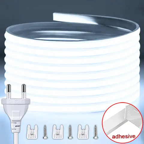 220V LED-Streifen, hohe Helligkeit, wasserdicht, COB-LED-Streifen, 220V mit EU-Stecker für Zimmer, Schlafzimmer, Küche, Outdoor, Gartenbeleuchtung