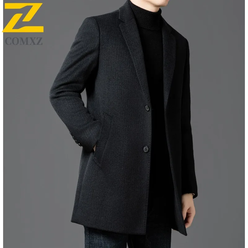 

Брендовые мужские шерстяные куртки, удобные деловые толстые теплые пуховики, однобортный костюм с воротником, антипиллинг, зимние шерстяные пальто