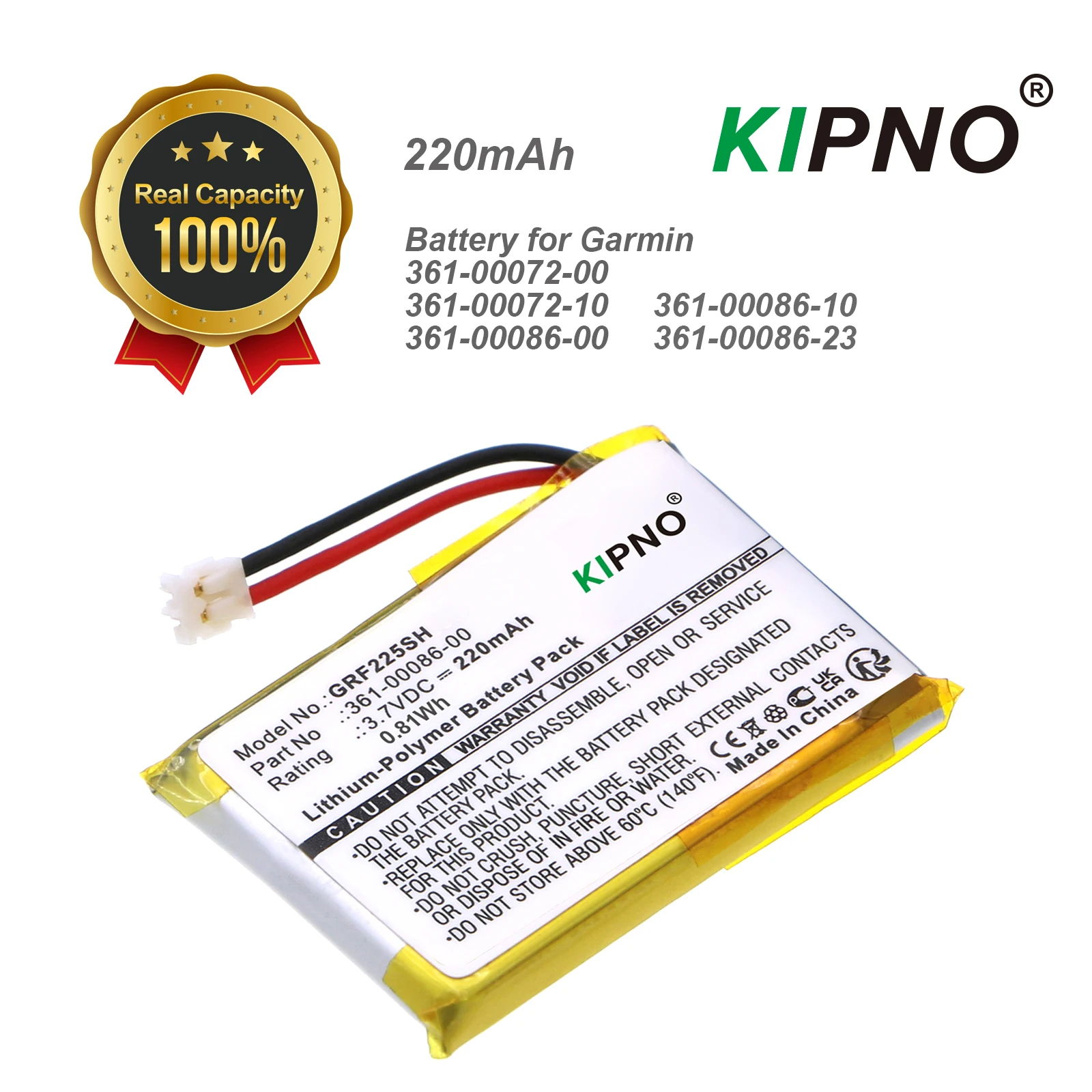 Аккумулятор 220 мАч для Garmin:361-00072-00,361-00072-10,361-00086-00,361-00086-10,Forerunner 225,235,630,735XT,220,645,745