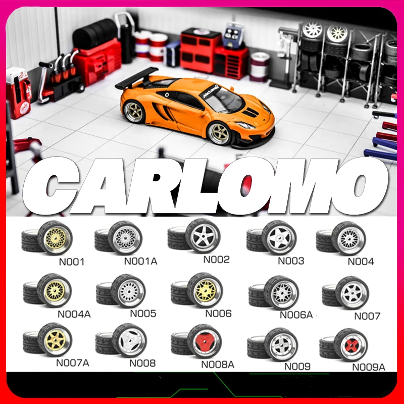 Carlomo N-Class Part1 1/64 Metal Wheels Rubber Tires for 1:64 Model Car Detail-up Accessories 11mm Rims for Hot Wheels 4pcs/set