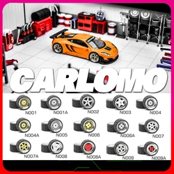 Carlomo N-Class Part1 1/64 Metal Wheels Rubber Tires for 1:64 Model Car Detail-up Accessories 11mm Rims for Hot Wheels 4pcs/set