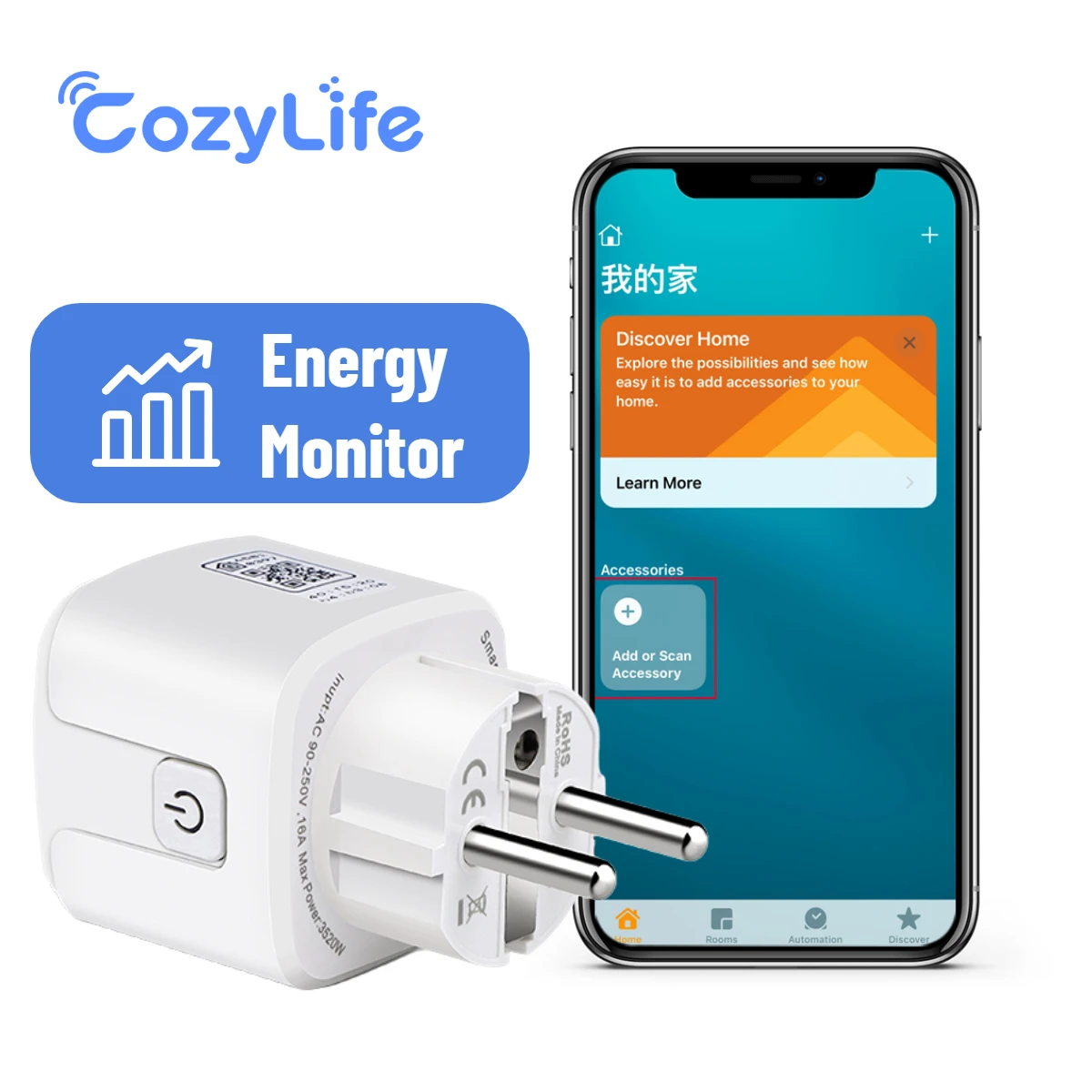 HomeKit Smart Plug EU 16A With Power Monitoring WiFi Timer Socket Smart Home Outlet Support Alexa Google Alice SmartThings Siri