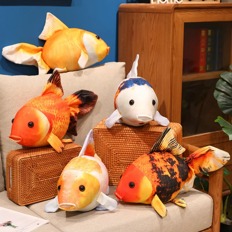 50cm Simulated Gold Fish Plush Toys The Underwater World Stuffed Animal Goldfish Doll Sofa Pillow Home Decor Cushion Gift