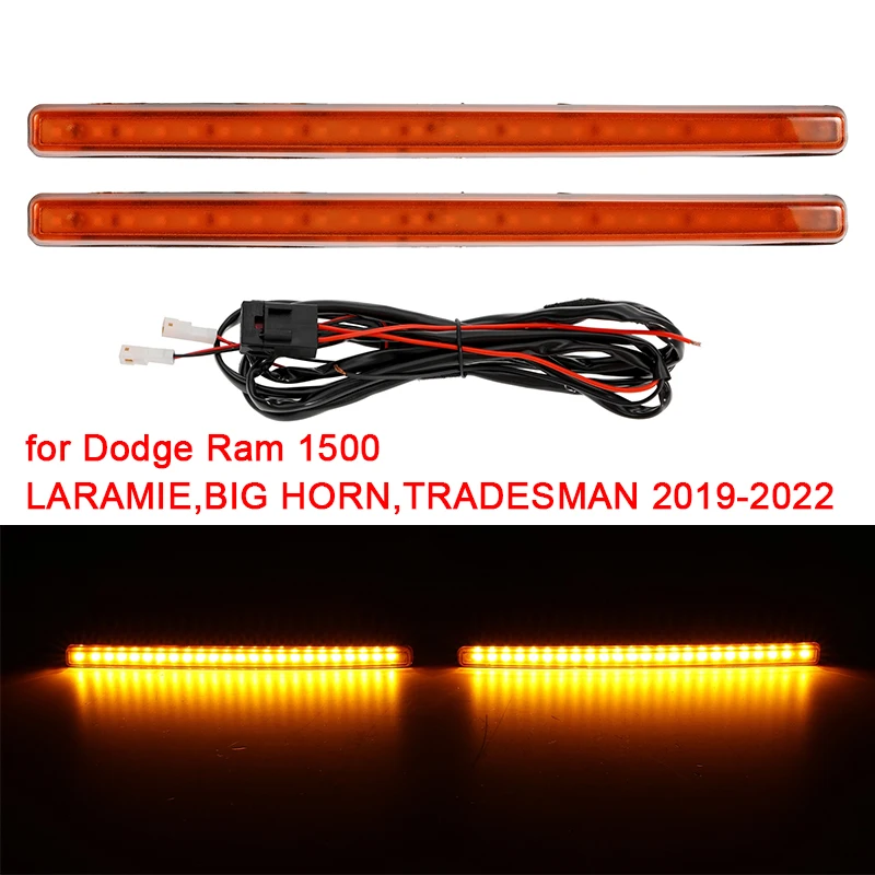 

Car Amber LED Grille Light Day Light Grill Light Lamp for Dodge Ram 1500 Laramie Big Horn Tradesman 2019-2022