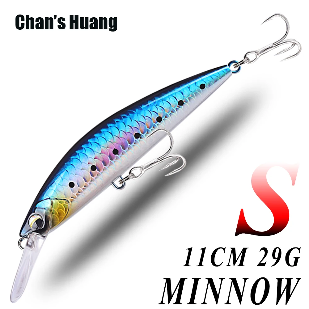 

Chan's Huang 1PCS 10CM 29G / 3.93IN 1.02OZ Long Casting Minnow Wobbler Sinking Saltwater Fishing Lure Seabass Tackle Minnow Bait