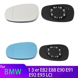 Left&Right Side Blue Heated Wing Mirror Glass  Angle Rearview Mirror for BMW 1 3 Series E82 E88 LCI E90 E91 E92 E93 LCI