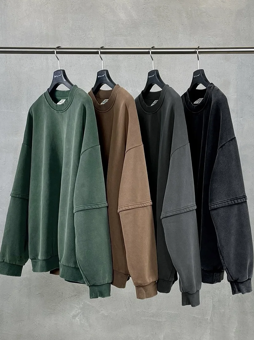 

Американский винтажный худи-трансформер (двойка) оверсайз, повседневный свободный крой, унисекс, для мужчин и женщин, трендовая уличная одежда