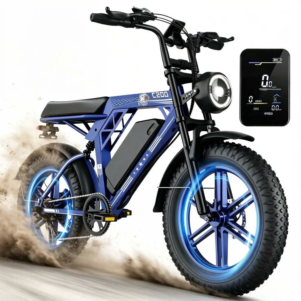 

Electric Bike For Adults 1000W Motor 20" Fat Tire All Terrain Off Road 31MPH 48V17.5Ah Dual Suspension Hydraulic Disc Brakes
