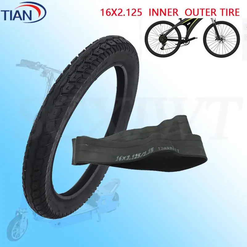 Opona zewnętrzna i dętka 16x2.125 do rowerów elektrycznych, e-bike'ów, monocykli dziecięcych, małych hulajnóg - część zamienna