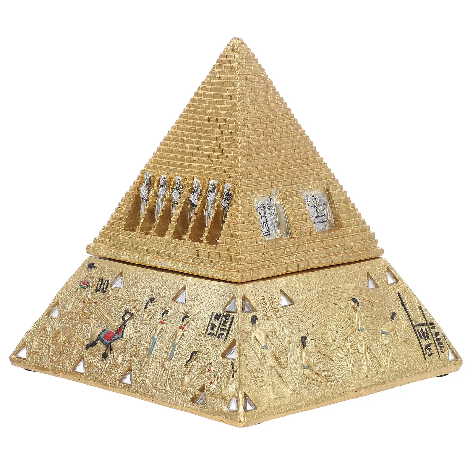 

Vintage Pyramid Jewelry Box Resin Storage Container Portable Jewelry Case for Rings Earrings Small Accessories