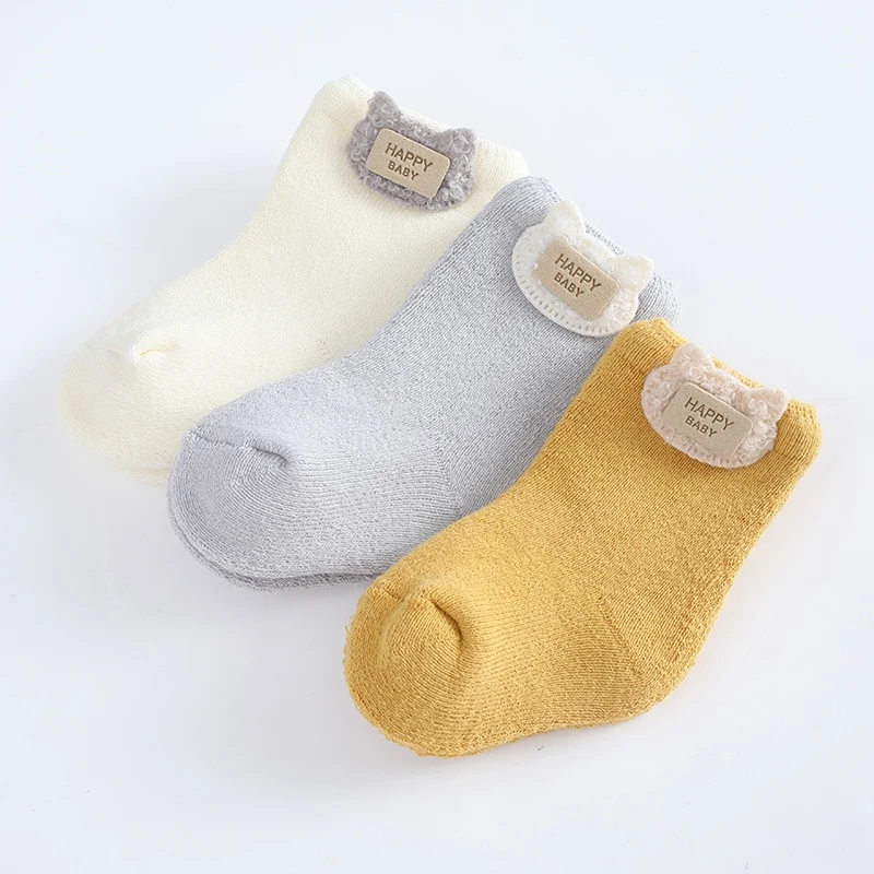 1 Pairs Baby Socks Warm Winter Cute Cartoon Bear Soft Newborn Baby Girl Boy Thicken Terry Socks Floor Sock Infant