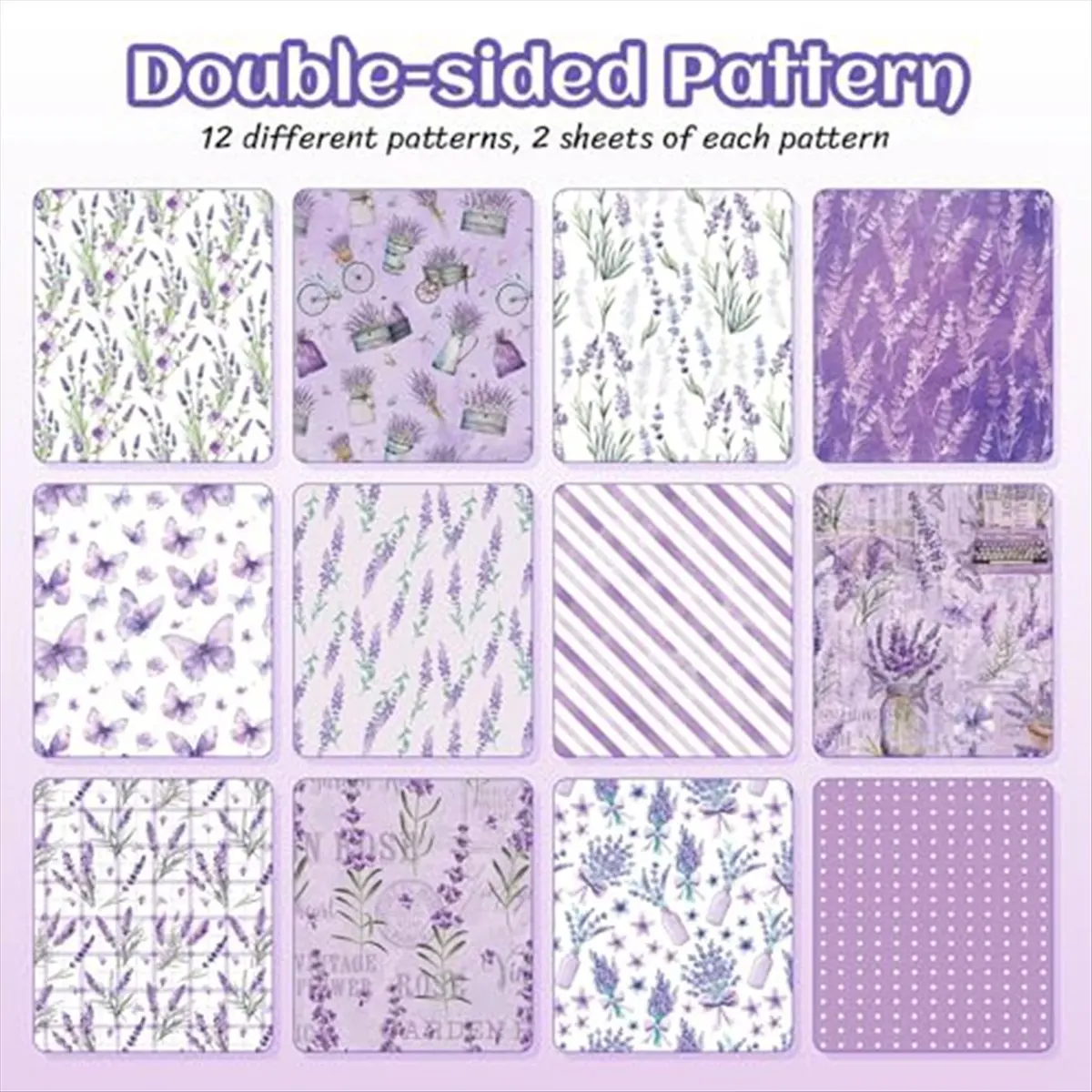 AB52 24 Sheets Scrapbook Paper 12inch X 12inch Double-Sided Bows Pattern Paper Decorative Decoupage Cardstock Lavender
