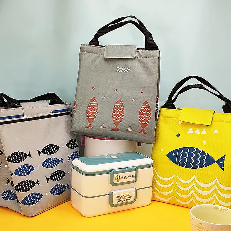 Fish Pattern Waterproof Portable Tote Lunch Insulated Bags Large Capacity Picnic Lunch Bags Ice Cooler Bag All Seasons Universal