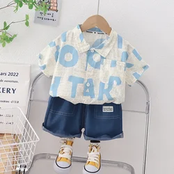 Children Boys Casual Letter Shirt Shorts 2Pcs/Sets New Summer Baby Clothes Suit Toddler Costume Infant Outfits Kids Tracksuits