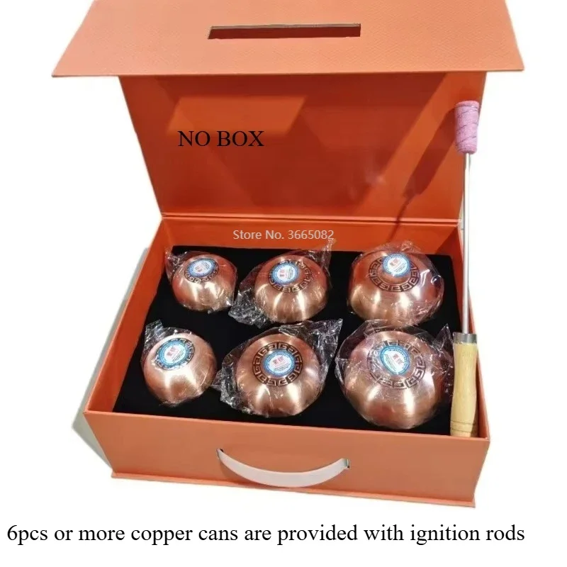 6pcs/1pcs Red Copper Durable Chinese Medical Vacuum Cupping Body Relax Stress Relief Lymph Massage Therapy Heated Fire Cup