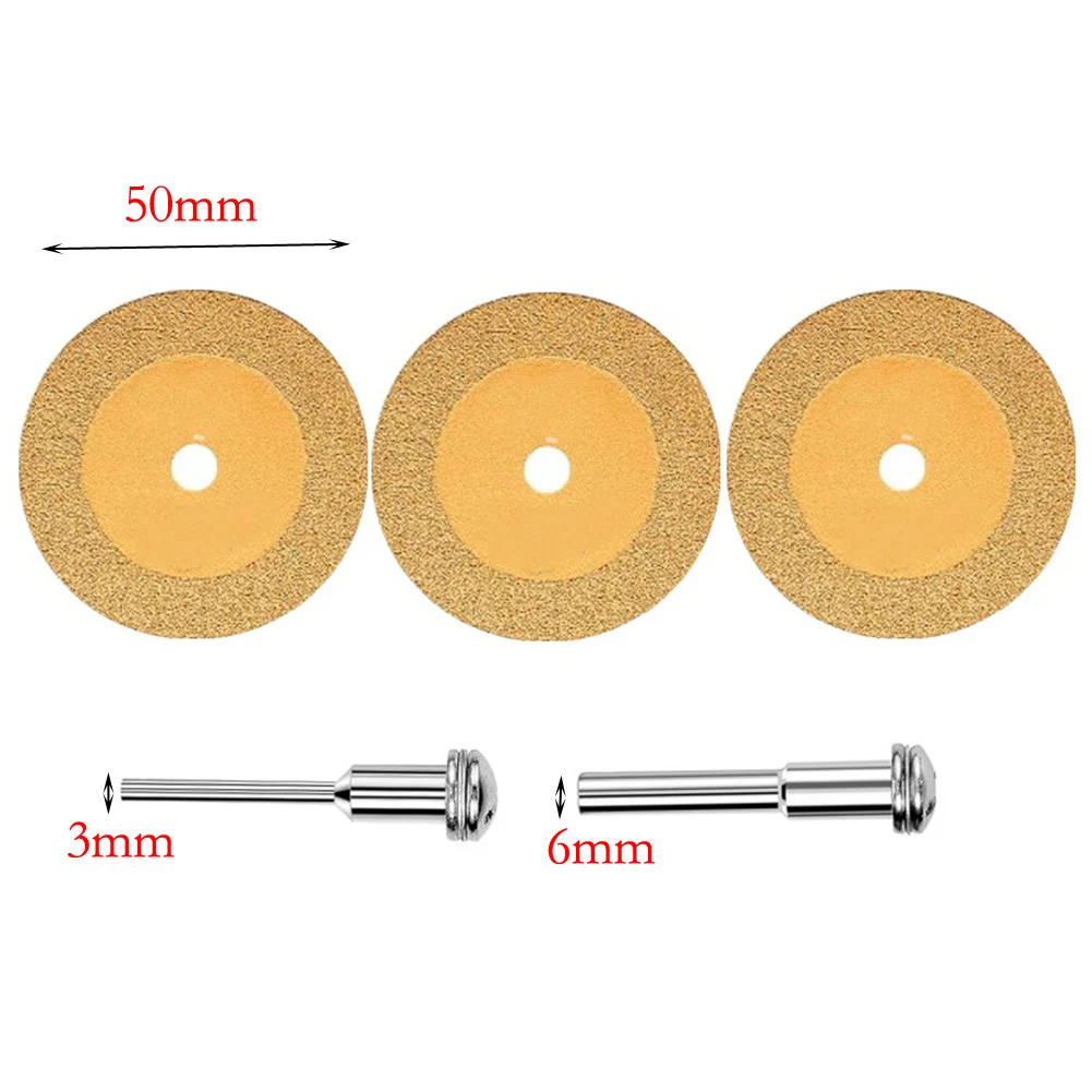 أقراص قطع منشار دائري 50 مم 3 قطع مع قضيب تمديد 50 مم ومفتاح ربط للقطع لمواد الحجر المعدني والخشب #6