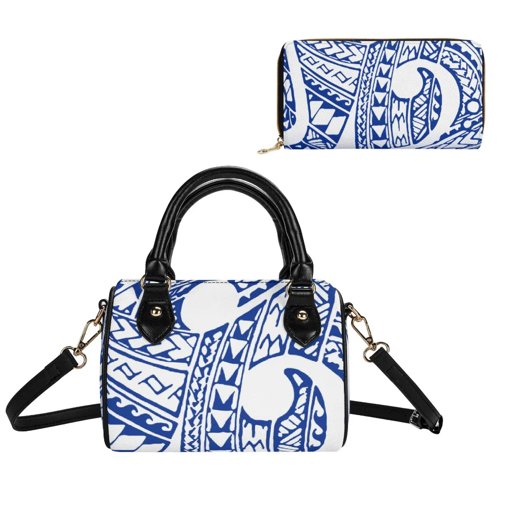

2-Piece Set Women'S Fashion Tote And Purse Hawaiian Floral Print Samoan Women'S Crossbody Bag Polynesian Pillow Bag And Purse