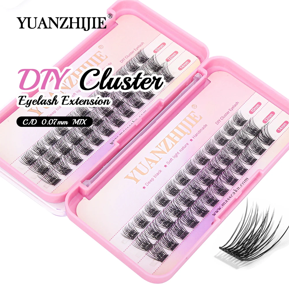 

Wholesale Custom 3 Rows 0.07mm Natural Clusters Lashes Dovetail Fluffy Multi-style DIY Segmented Eyelash Extension Supplies