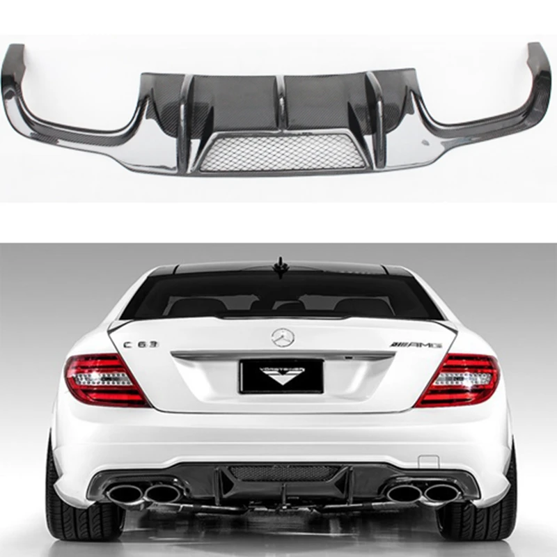 

W204 C63 AMG Carbon Fiber Rear Bumper Lip Diffuser for Mercedes Benz 2011-2014