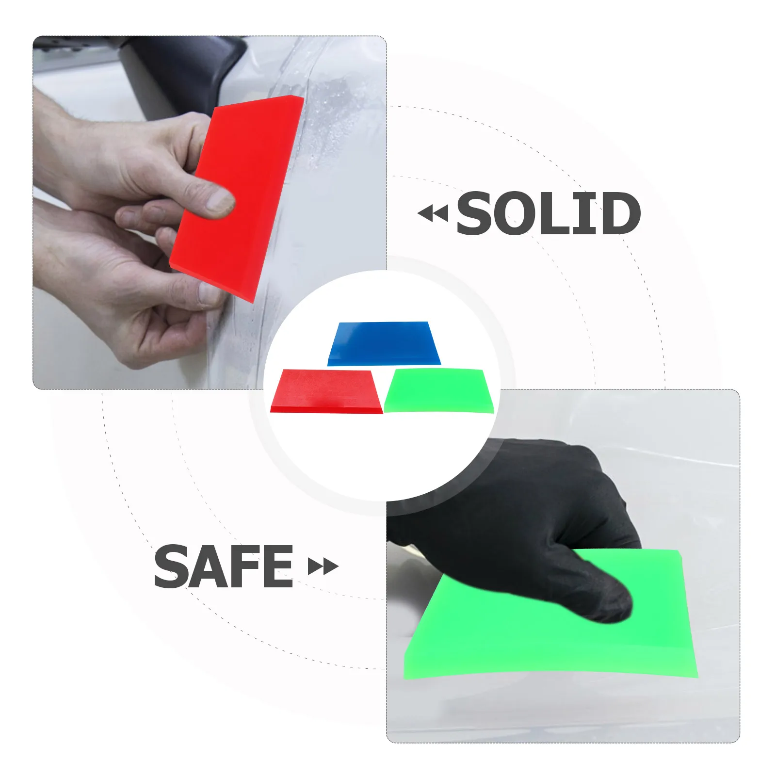 

3 Pcs Car Film Scraper Set Glass Squeegee Tool Auto Vinyl Wrap Cleaner PP Material Red Green Blue Tint Window Sticker