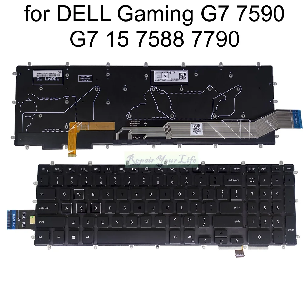 Imagem -02 - Rgb Backlight Keyboard para Dell Jogos Inglês g7 7590 7588 7790 g7 15 7588 g5 5590 g3 3590 0d8c01 D8c01 490.0h707.0d01 us