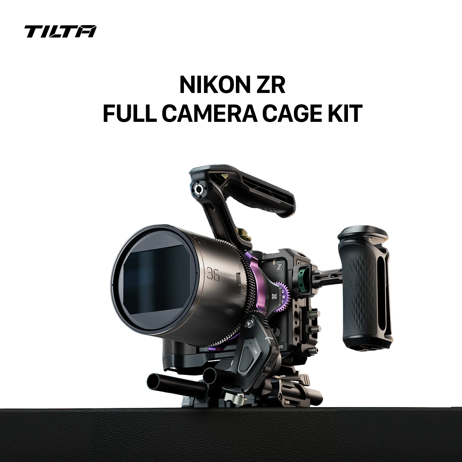 TILTA Camera Cage for Nikon ZR with Cable Clamp Xeno Top Handle Base Plate Handheld Wooden Grip Quick Release Plate