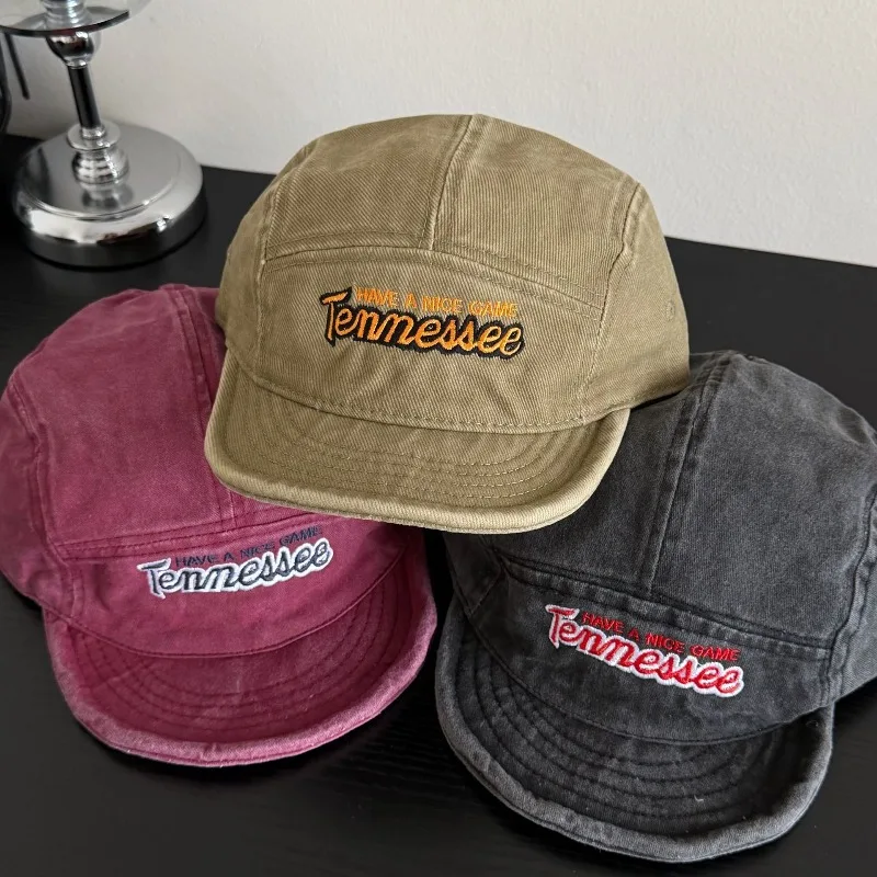 Baseball Cap Protective Short Brim Soft Top Washed Vintage American Style Unisex for Spring Summer Autumn Daily Wear