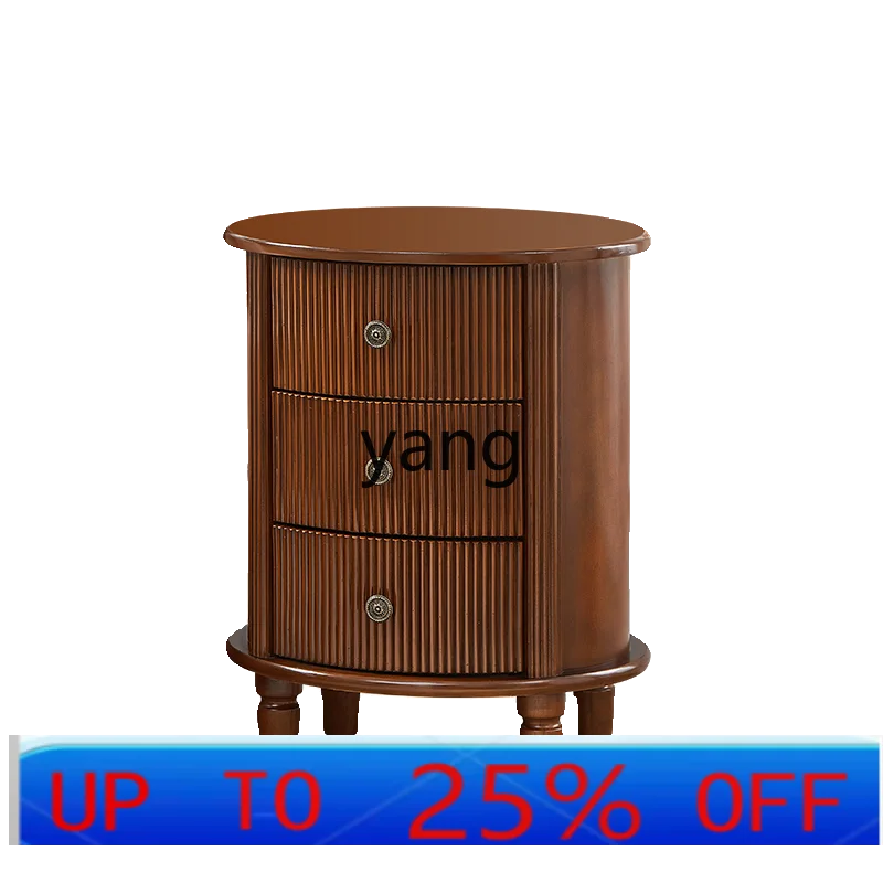 LTT three-bucket cabinet living room wall storage round bedside table solid wood corner cabinet