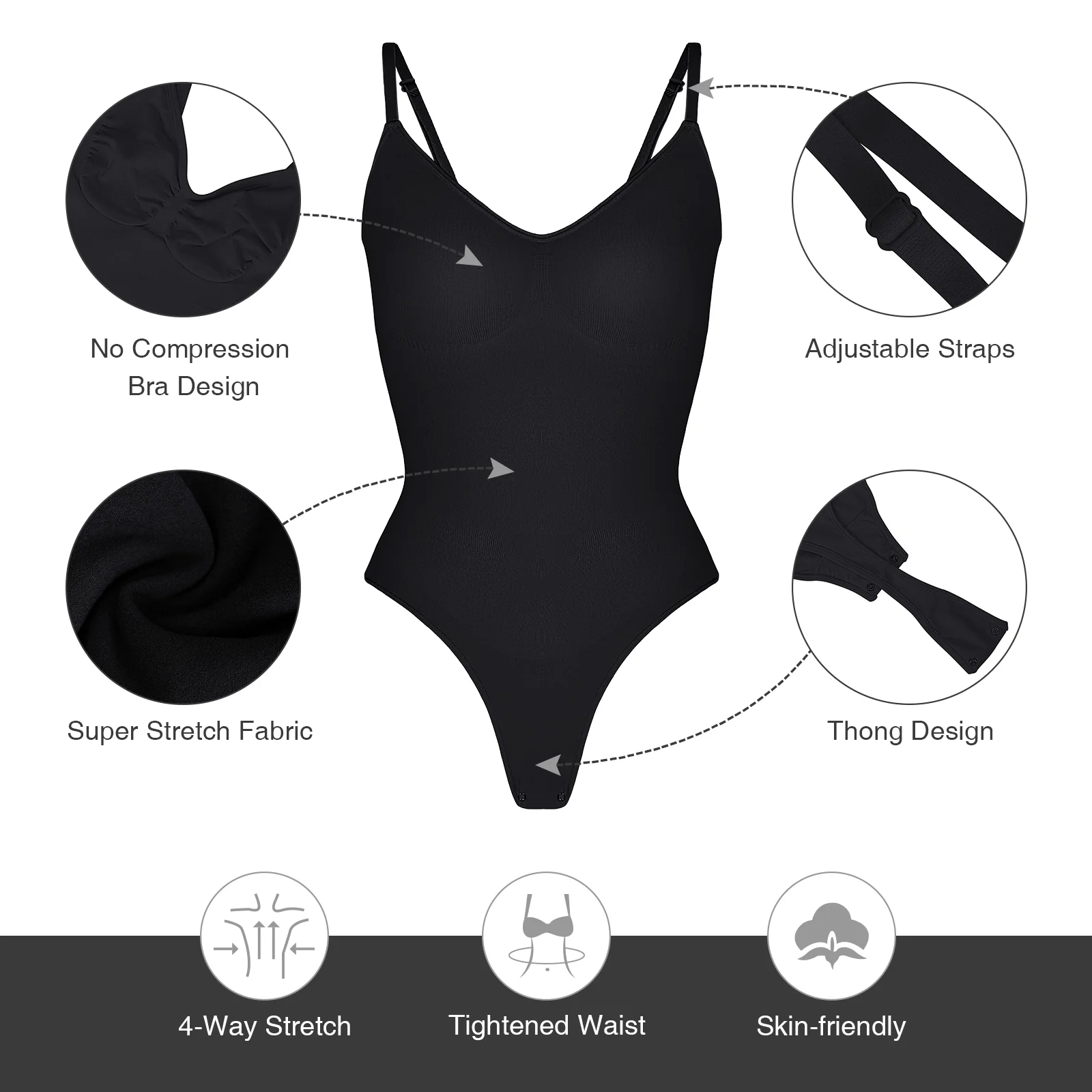Seamless  Shapewear Thong Bodysuit Colombianas Slimming Waist Women Flat Belly Full Back Body Shaper Girdle Shaper