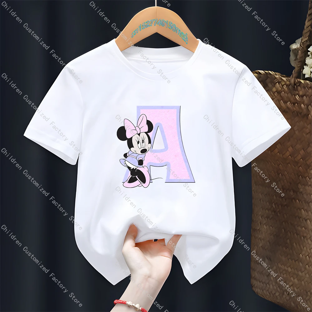 Kids Clothes Girls 2 to 8 Years Cute Minnie Mouse Disney Cotton Tees Child Summer T-shirts Tops Casual O Neck Printed Clothes