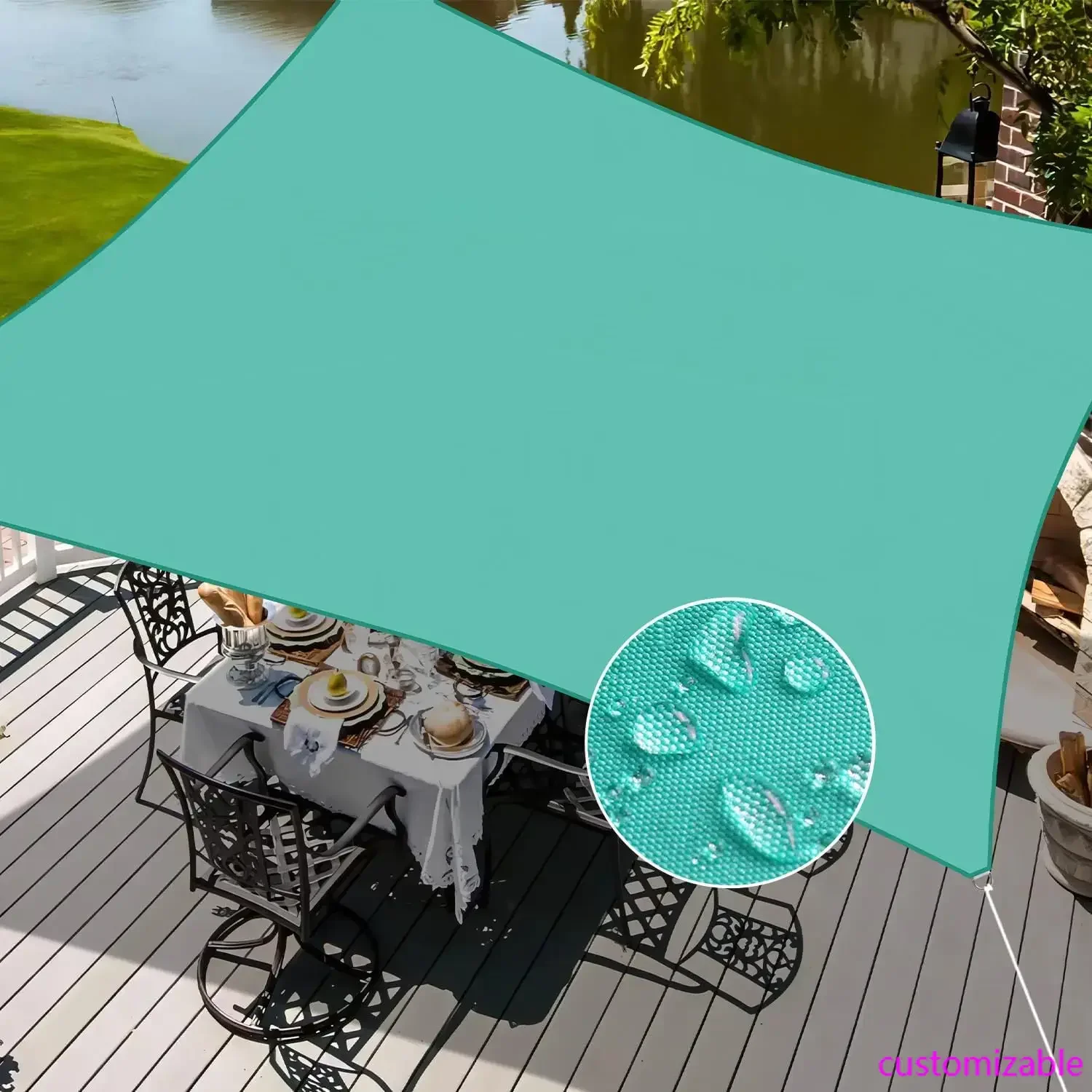 

Waterproof 16' x 20' Sun Shade Sail Rectangle Canopy Shade Cover Sunshade for Patio Garden Deck Outdoor (Turquoise)