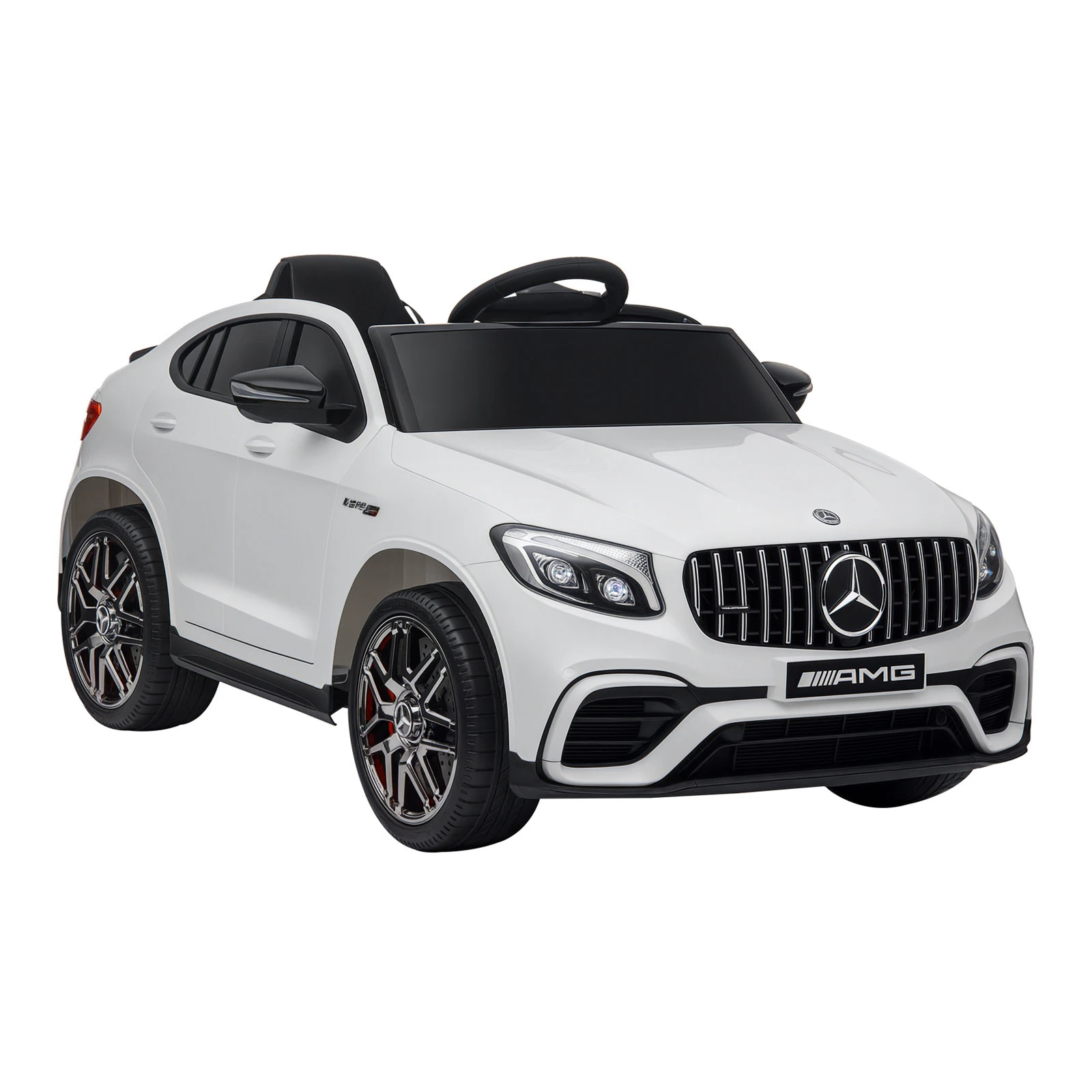 HOMCOM Coche Eléctrico para Niño +3 Años con Licencia de Mercedes 12V con Mando a Distancia Música y Luces Blanco