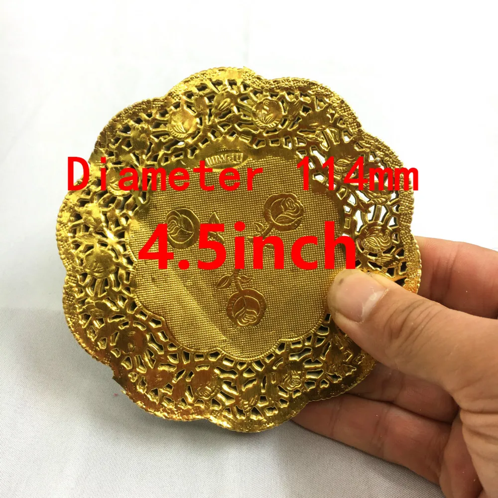 100pcs 4.5Inch Round Pink Blue Gold Silver Orange Yellow Paper Lace Doilies for Cake Placemat Christmas Party Gift Decoration