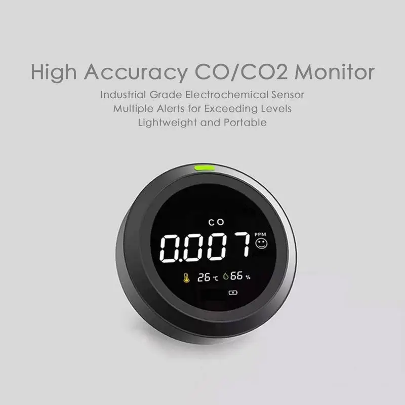 Detector De Monóxido De Carbono Para Acampar, CO Alarme, Aviso De Som, Monitor Sensível, Display LCD, Operado A Bateria