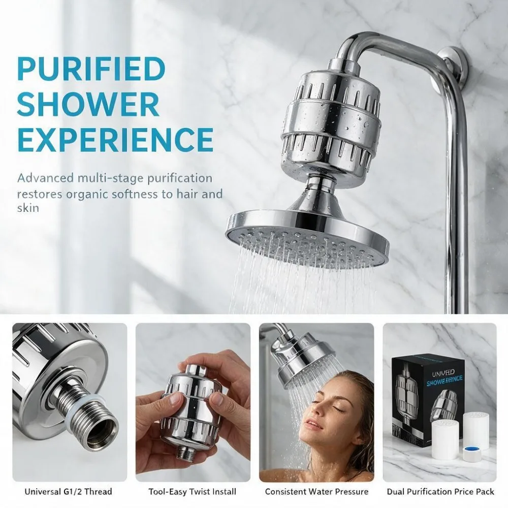 15-20 Stages High Household To Remove Chlorine Fluoride Heavy Metals Filtered Soften Hard Water for Shower Head Cleaning Purifie