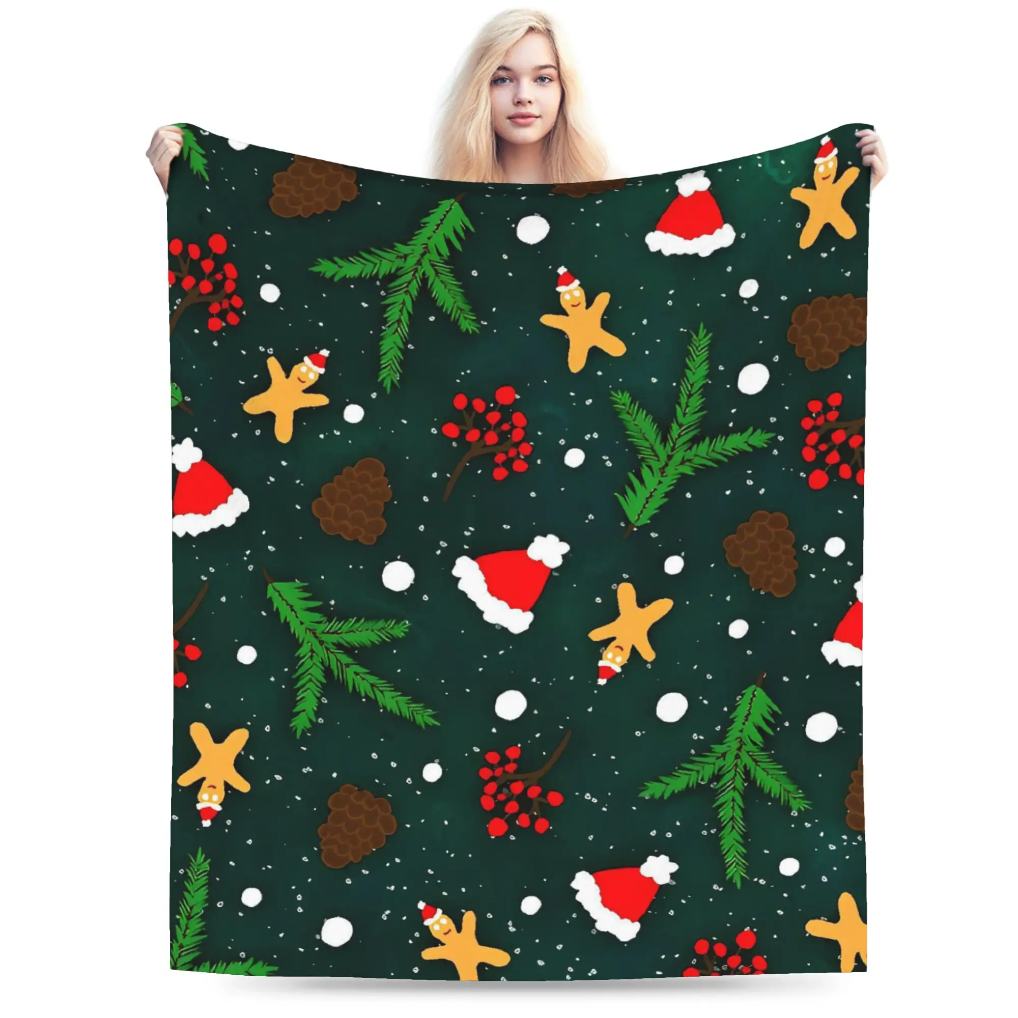 

Warm Soft BlanketStudents Picnic Christmas Theme Bedding Throws Flannel Bedspread For Outdoor Fluffy Sofa Bed Cover