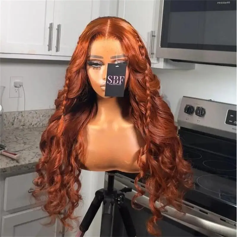 

Long 26" Soft Orange Kinky Curly 180%Density Lace Front Wig For Black Women BabyHair Glueless Preplucked Heat Resistant Daily