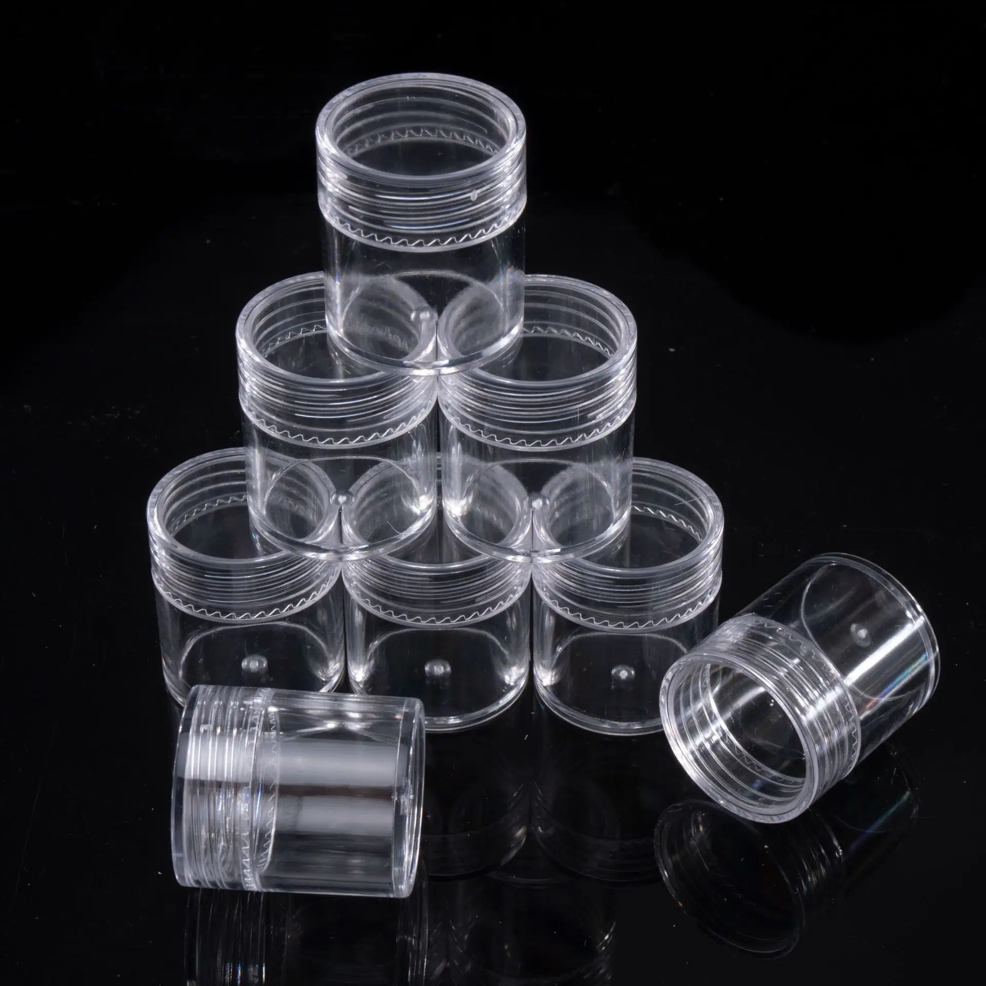 

50pcs 3g/5g/10g/15g/20g Empty Plastic Cosmetic Makeup Jar Pots Transparent Sample Bottles Eyeshadow Cream Lip Balm Container