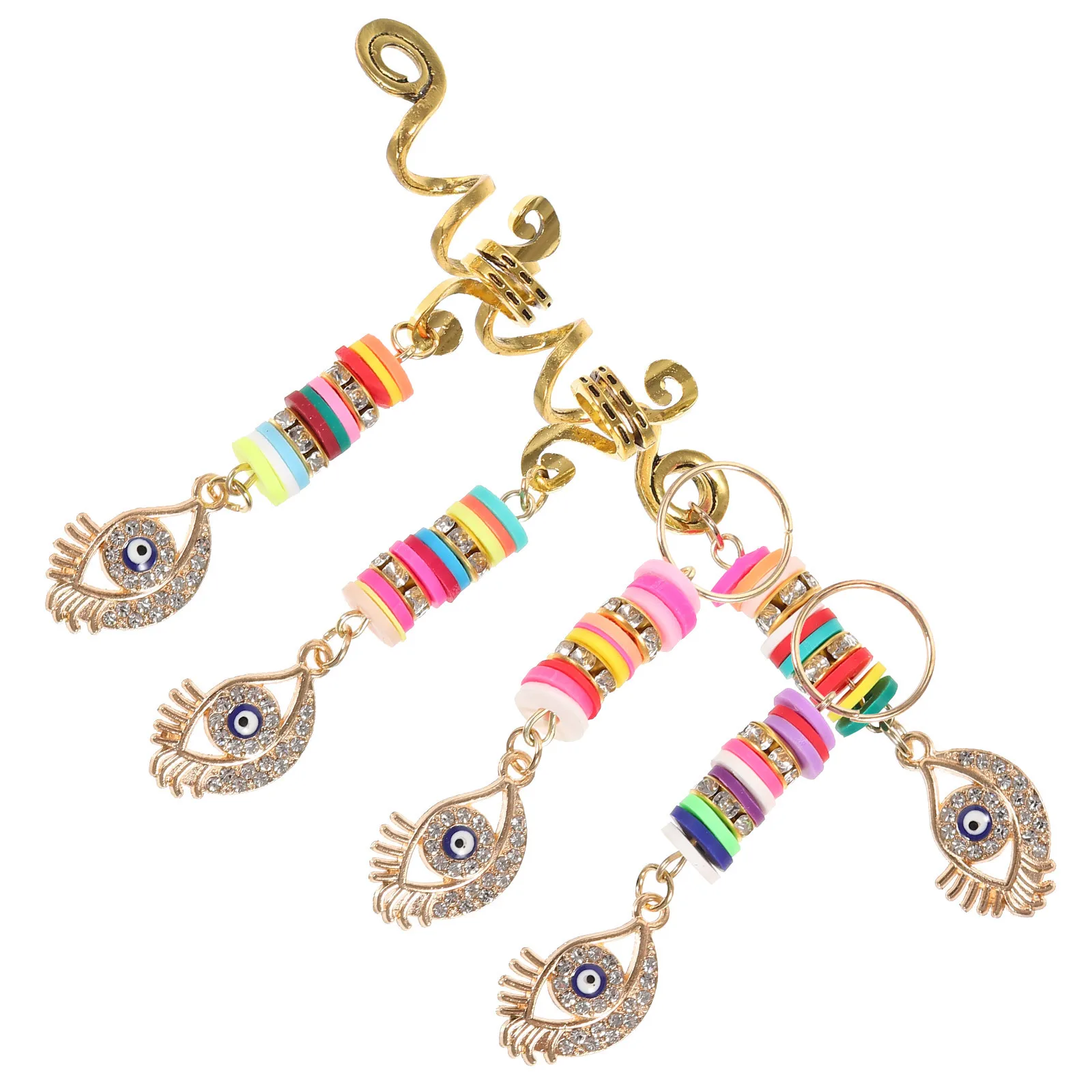 

5pcs Snake Hair Clips Braided Pendant For Dreadlock Styling Women Braid Accessories Jewelry Cuffs Rings Stone Beads