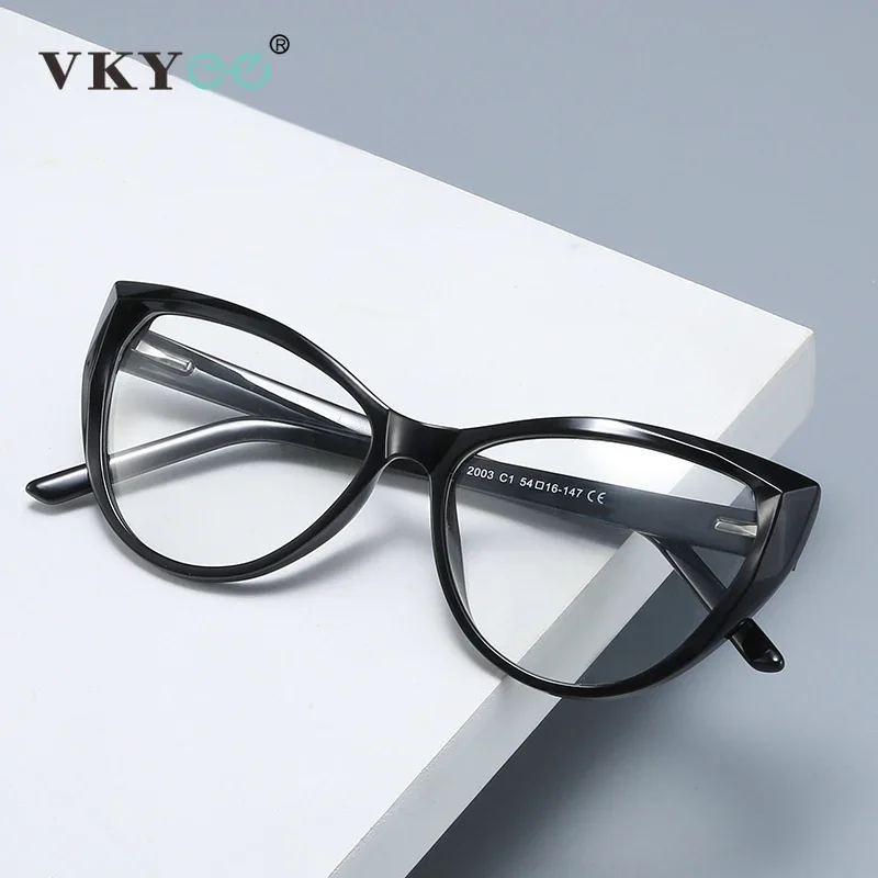 VICKY New Anti Blue Light Glasses Lightweight Black Cateye Fashion Eyeglasses for Women Prescriotion Trendy Computer Eyeglasses